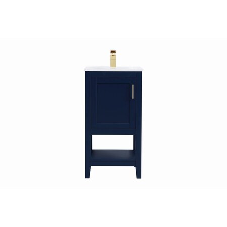 Elegant Decor 18 Inch Single Bathroom Vanity In Blue, 731623 VF16018BL